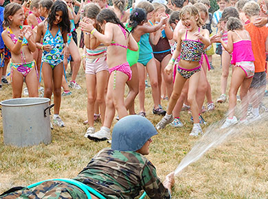 campers water fight