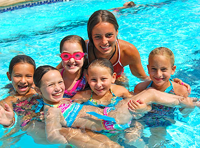 staff in pool